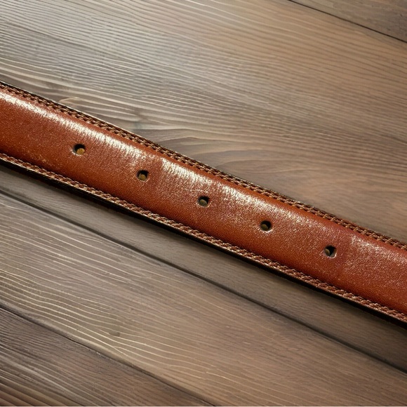 Italian Leather Belt with Brass Buckle Brown 34/85 - Picture 9 of 13